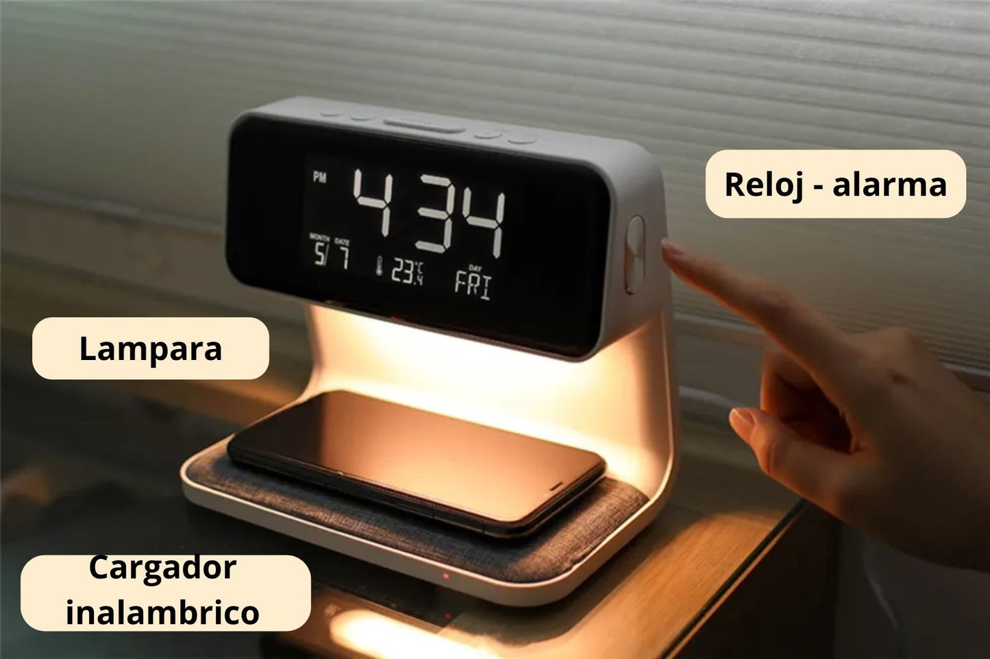 Reloj despertador de 3 funciones